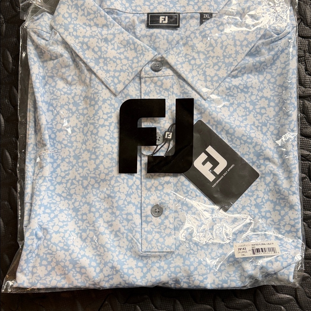 FootJoy Men’s Light Blue & White Floral Golf Polo